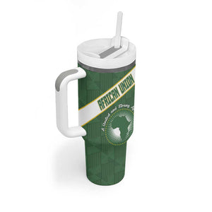 Personalized African Union Day Tumbler With Handle Emblem With Kente Pattern - African Pride