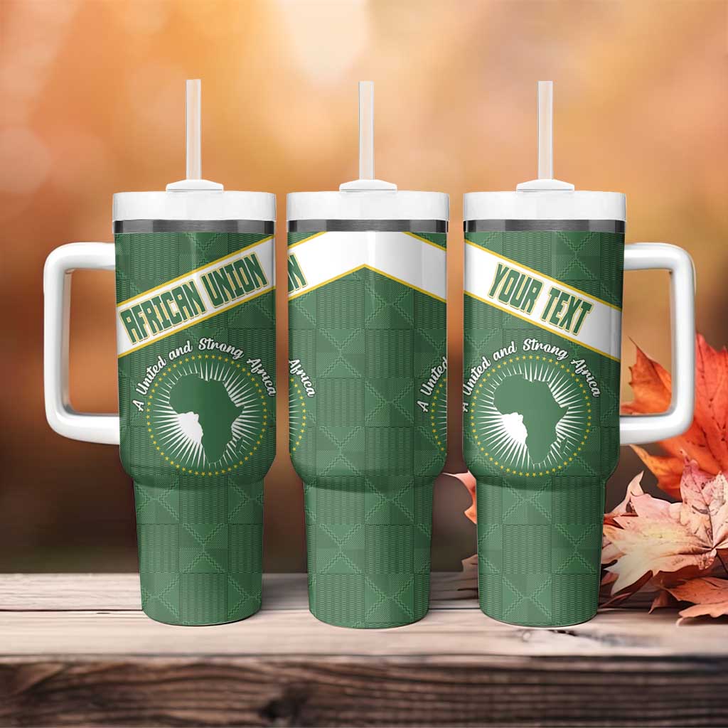Personalized African Union Day Tumbler With Handle Emblem With Kente Pattern - African Pride