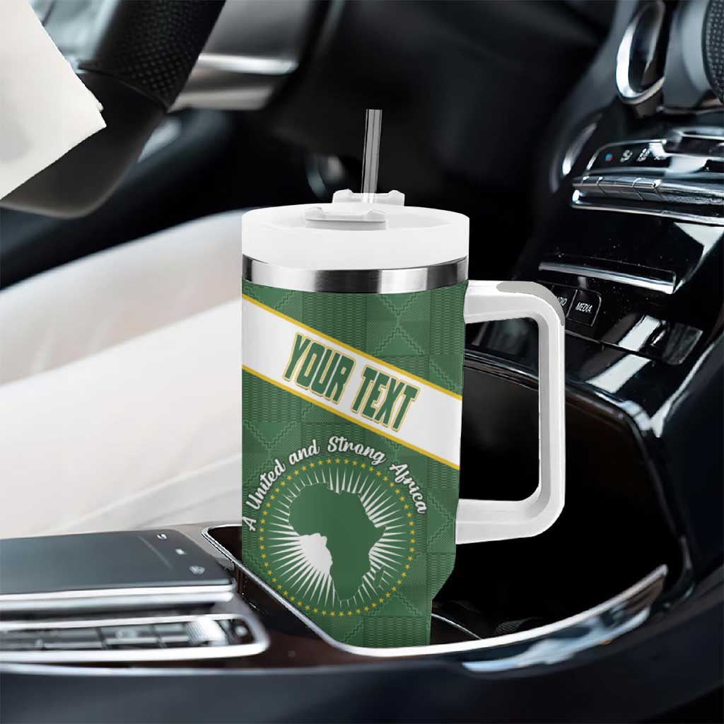 Personalized African Union Day Tumbler With Handle Emblem With Kente Pattern - African Pride