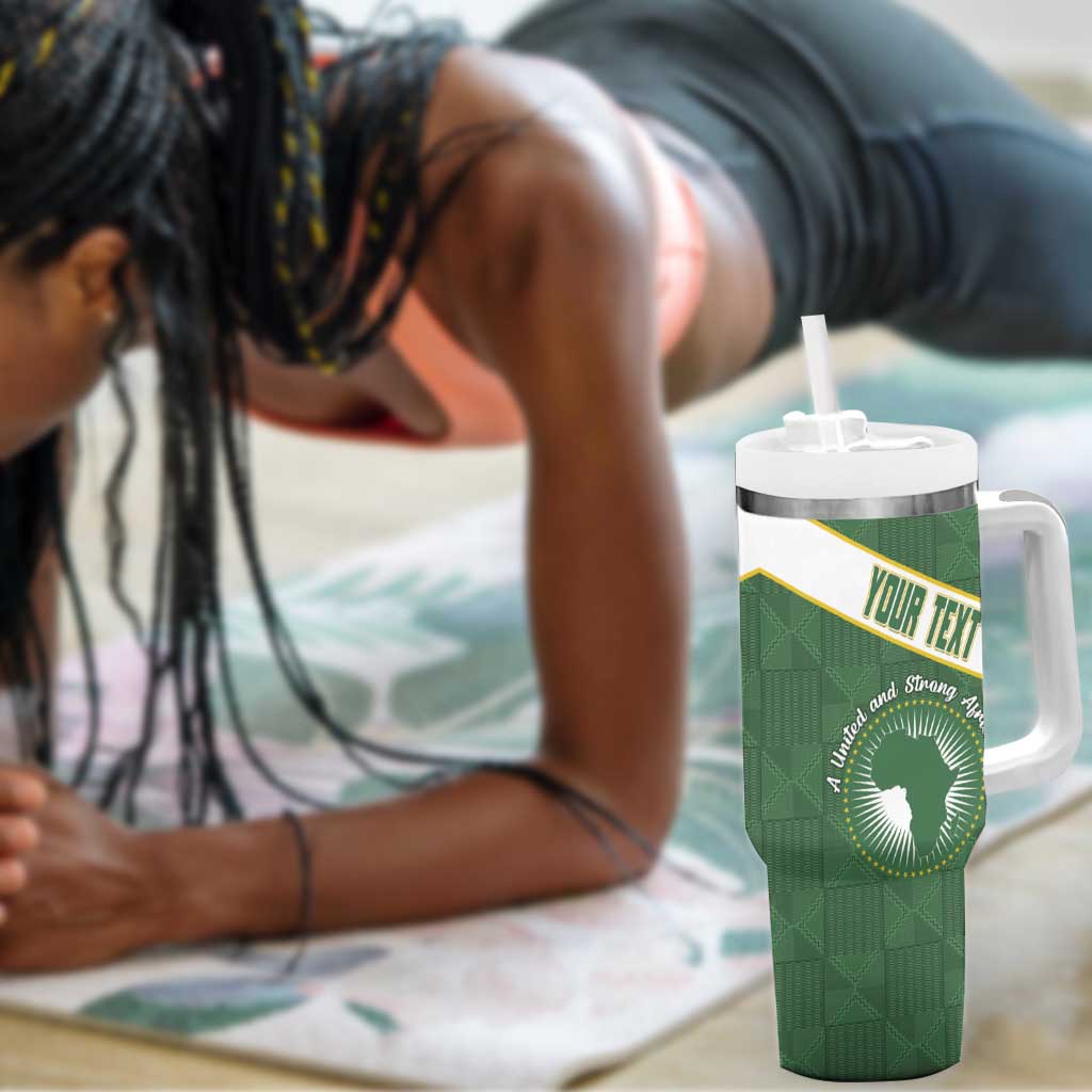 Personalized African Union Day Tumbler With Handle Emblem With Kente Pattern - African Pride