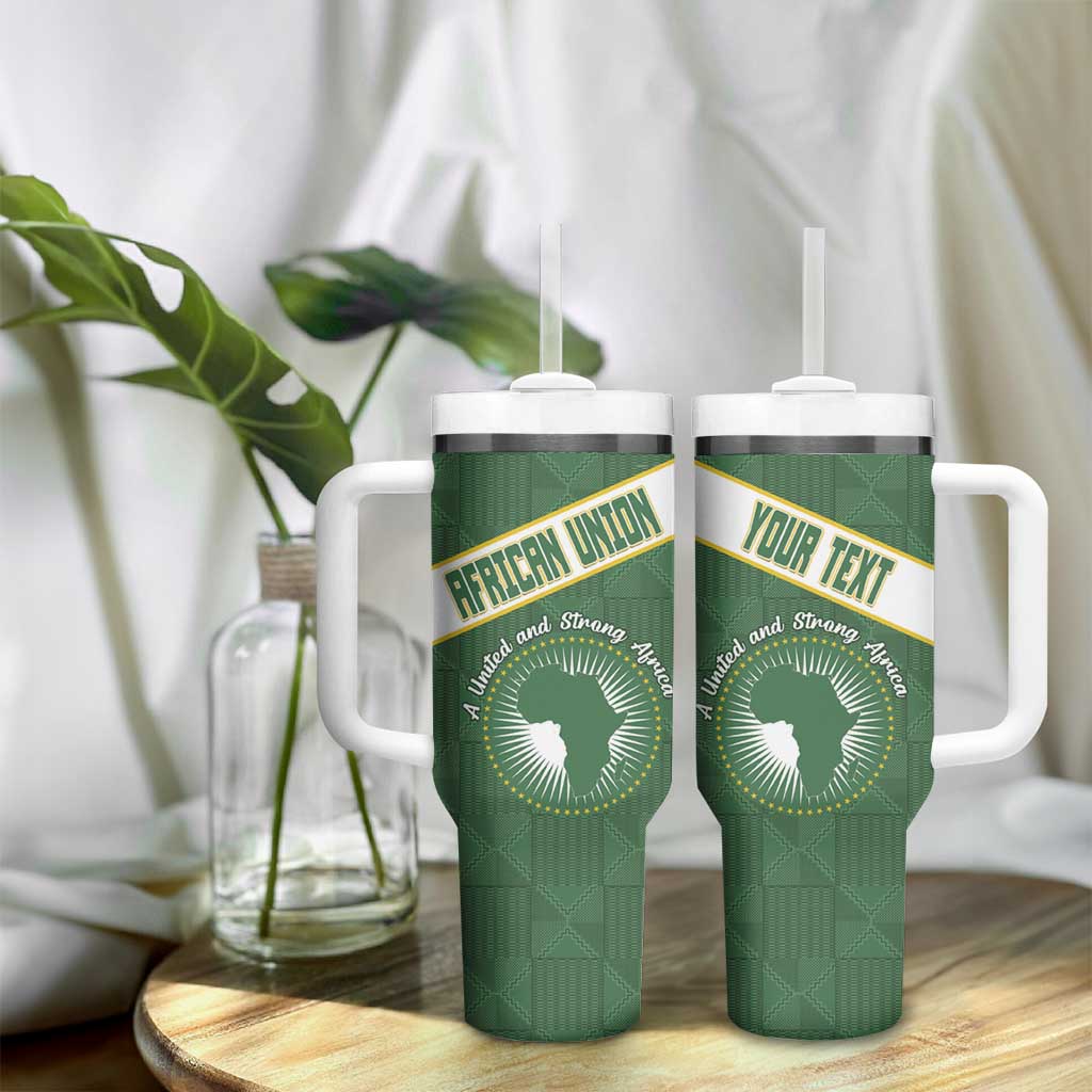 Personalized African Union Day Tumbler With Handle Emblem With Kente Pattern - African Pride
