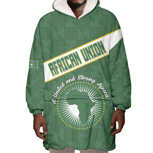 Personalized African Union Day Wearable Blanket Hoodie Emblem With Kente Pattern - African Pride