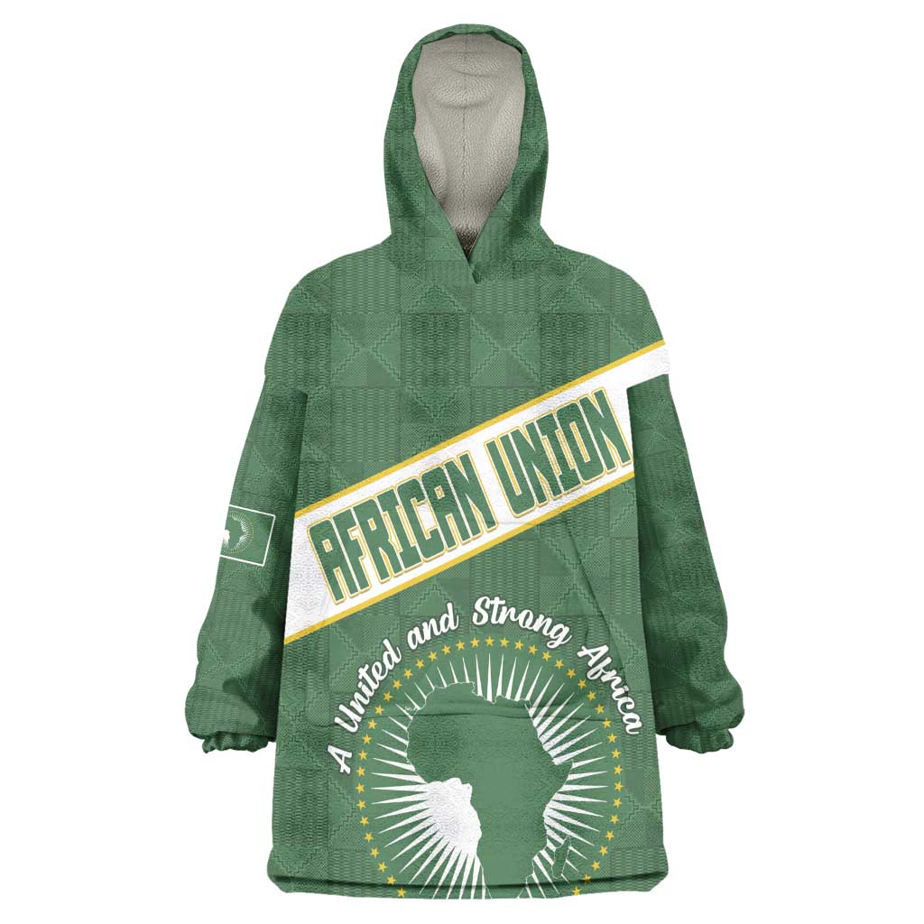 Personalized African Union Day Wearable Blanket Hoodie Emblem With Kente Pattern - African Pride