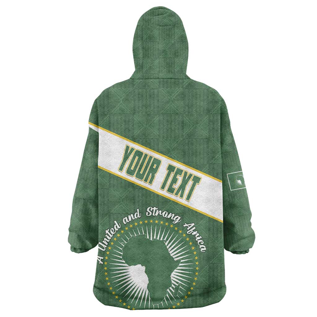 Personalized African Union Day Wearable Blanket Hoodie Emblem With Kente Pattern - African Pride