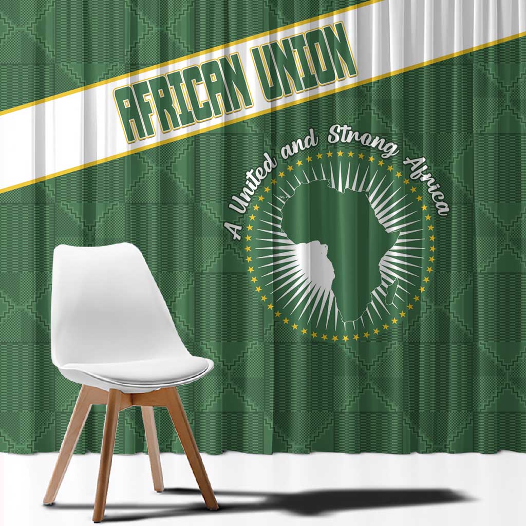 African Union Day Window Curtain Emblem With Kente Pattern - African Pride