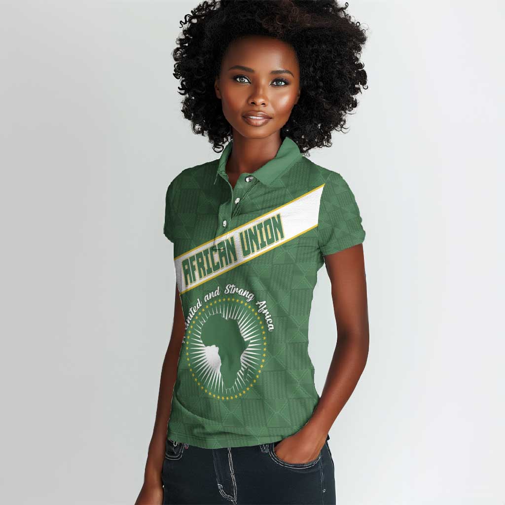 Personalized African Union Day Women Polo Shirt Emblem With Kente Pattern - African Pride