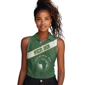 Personalized African Union Day Women Sleeveless Polo Shirt Emblem With Kente Pattern - African Pride
