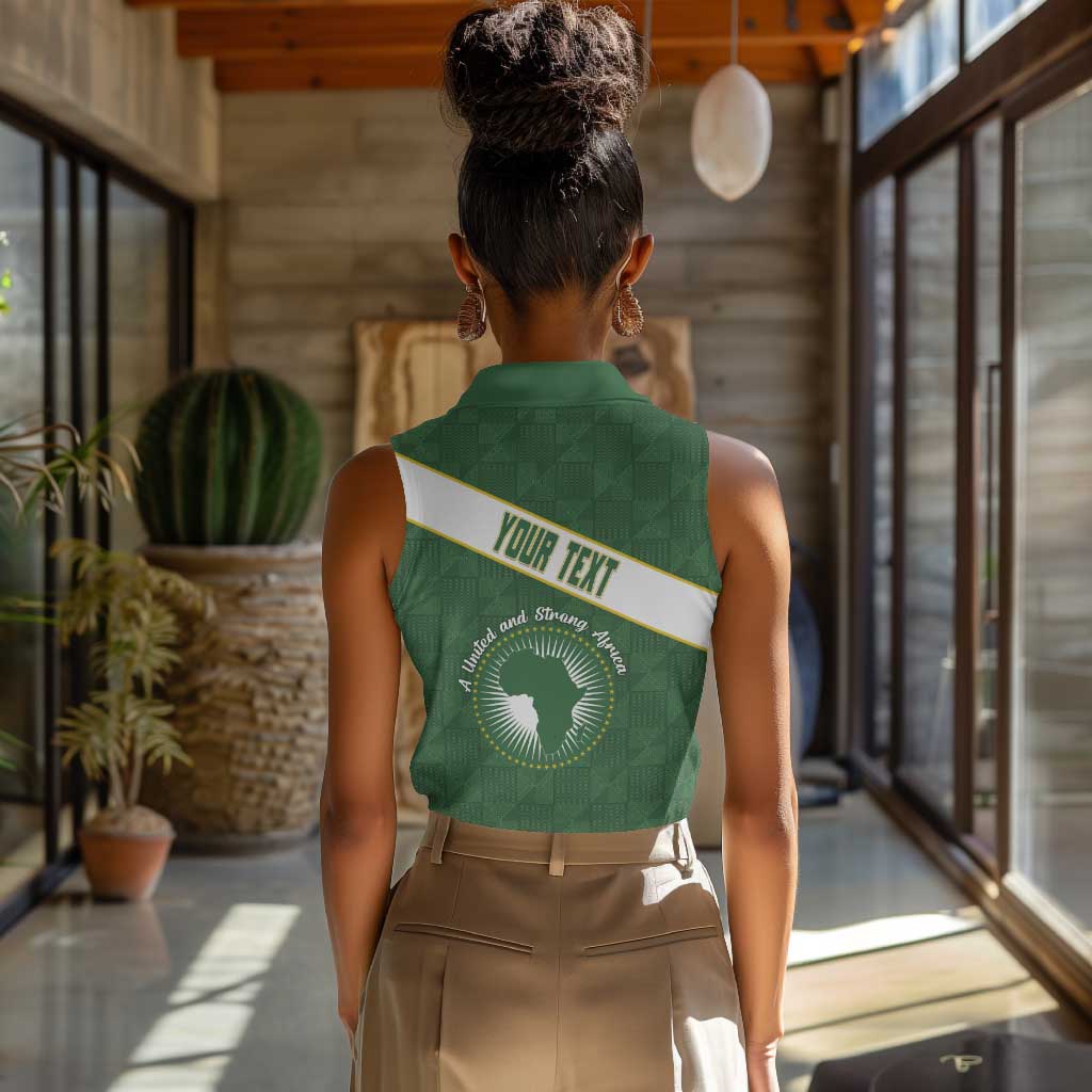 Personalized African Union Day Women Sleeveless Polo Shirt Emblem With Kente Pattern - African Pride