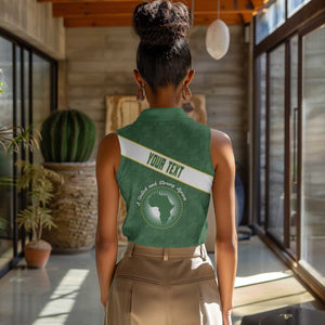 Personalized African Union Day Women Sleeveless Polo Shirt Emblem With Kente Pattern - African Pride