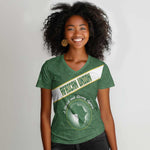 Personalized African Union Day Women V-Neck T-Shirt Emblem With Kente Pattern - African Pride