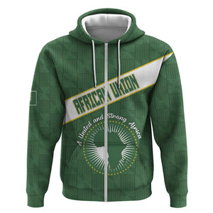 Personalized African Union Day Zip Hoodie Emblem With Kente Pattern - African Pride
