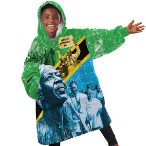 Tanzania Julius Nyerere Kid Wearable Blanket Hoodie One Nation - One People - African Pride