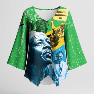 Happy Tanzania Nyerere Day Kimono Sleeve Blouse One Nation - One People