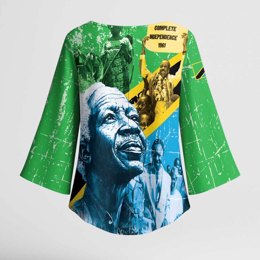 Happy Tanzania Nyerere Day Kimono Sleeve Blouse One Nation - One People