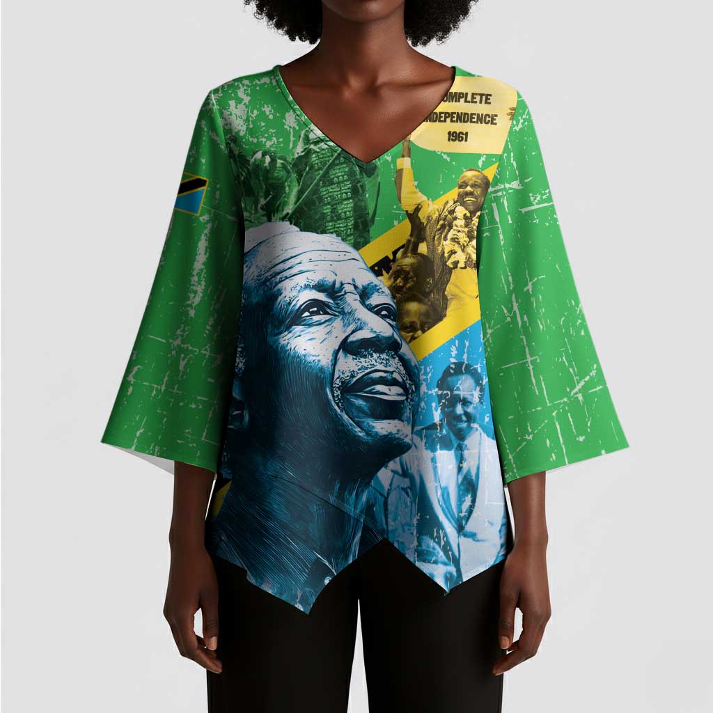 Happy Tanzania Nyerere Day Kimono Sleeve Blouse One Nation - One People