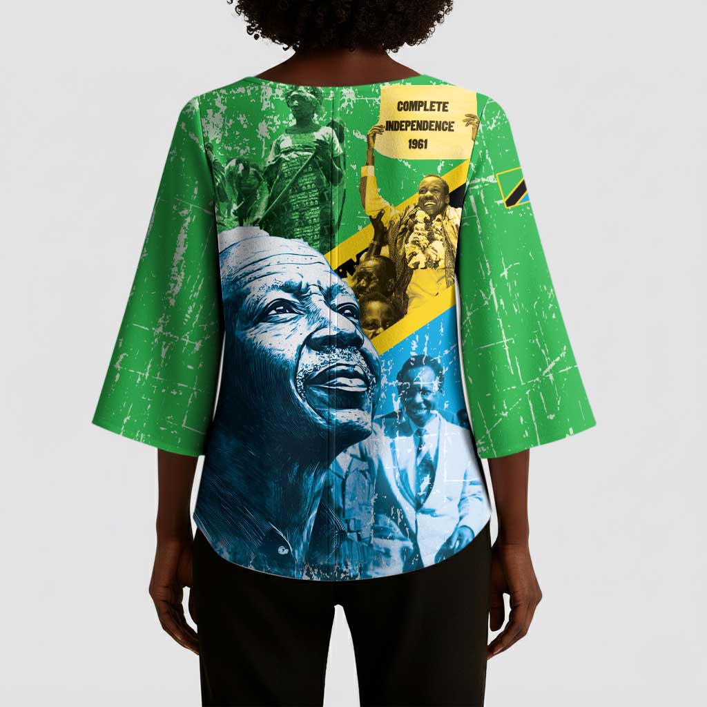 Happy Tanzania Nyerere Day Kimono Sleeve Blouse One Nation - One People