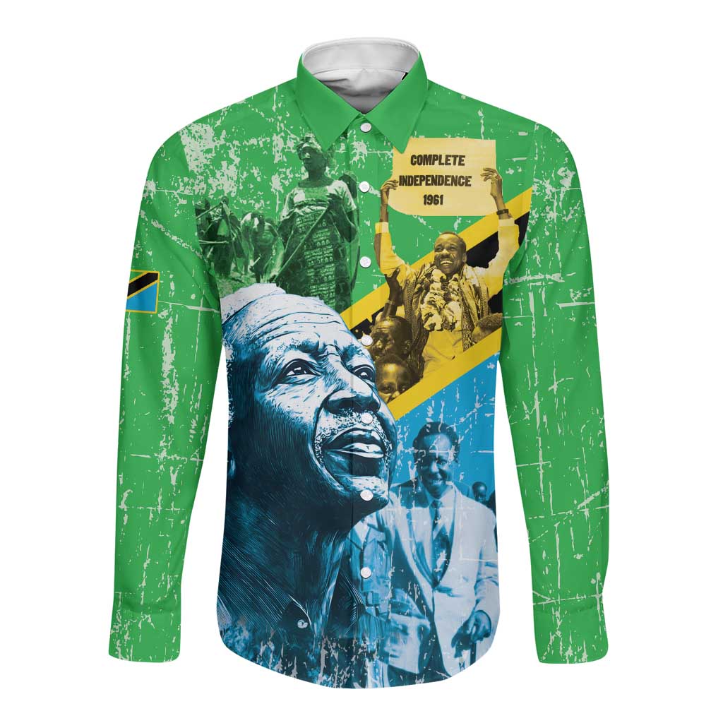 Tanzania Julius Nyerere Long Sleeve Button Shirt One Nation - One People - African Pride