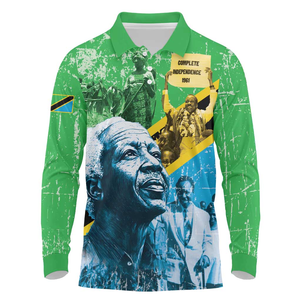 Tanzania Julius Nyerere Long Sleeve Polo Shirt One Nation - One People - African Pride