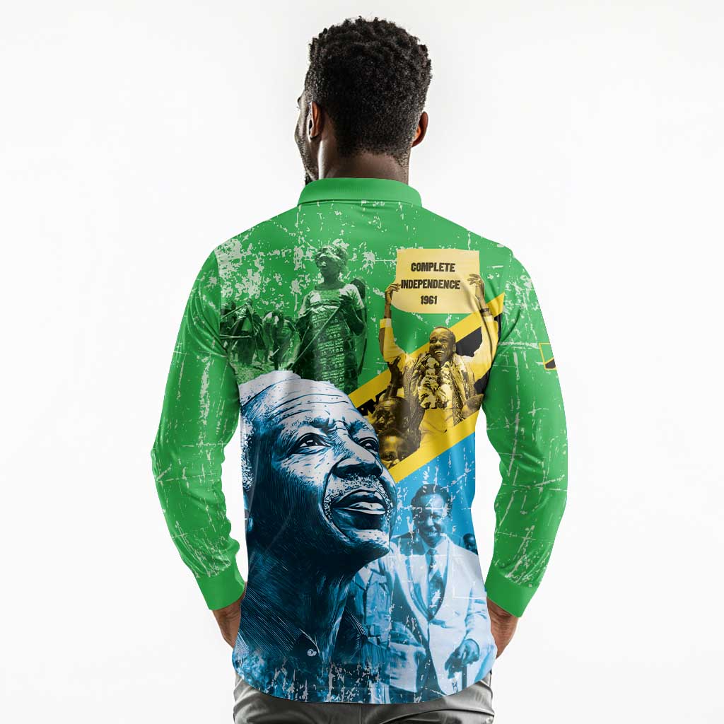 Tanzania Julius Nyerere Long Sleeve Polo Shirt One Nation - One People - African Pride