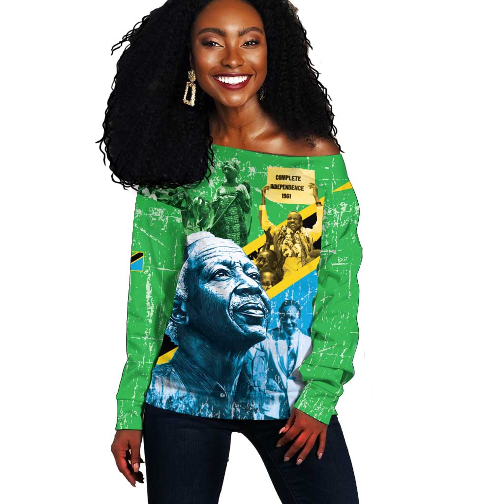 Tanzania Julius Nyerere Off Shoulder Sweater One Nation - One People - African Pride