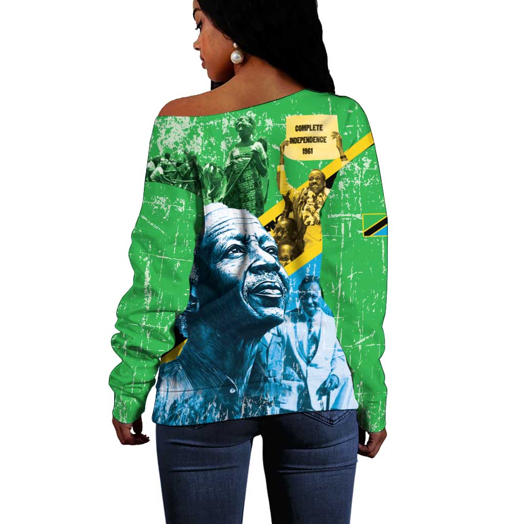 Tanzania Julius Nyerere Off Shoulder Sweater One Nation - One People - African Pride