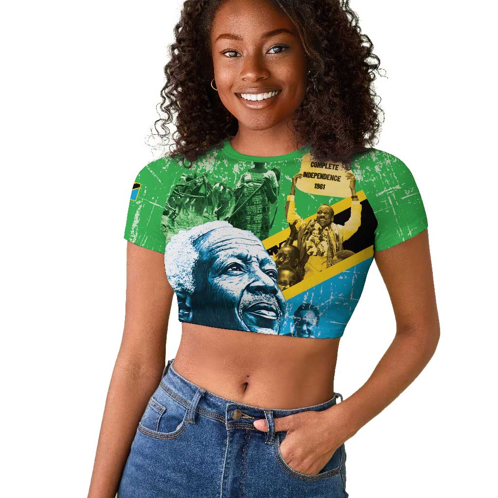 Tanzania Julius Nyerere Raglan Cropped T shirt One Nation - One People - African Pride