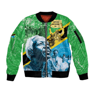 Tanzania Julius Nyerere Sleeve Zip Bomber Jacket One Nation - One People - African Pride
