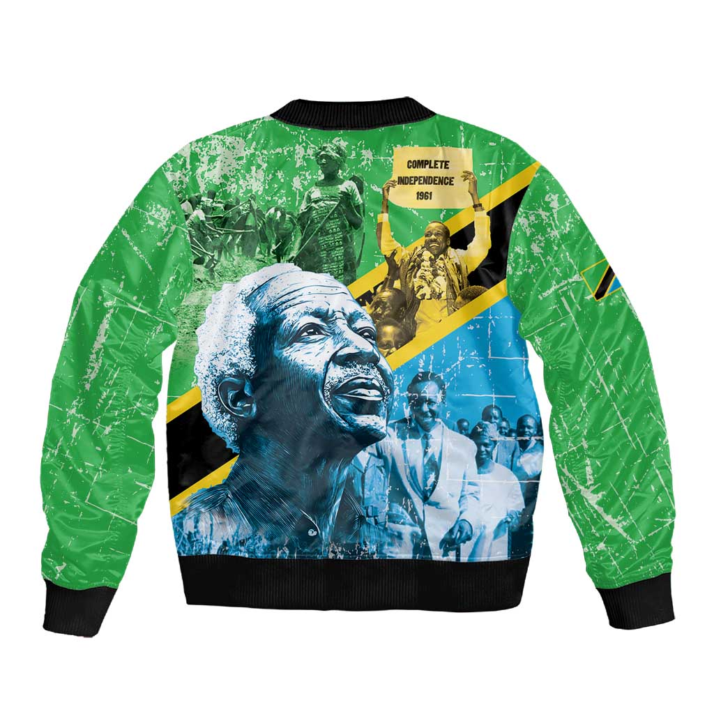Tanzania Julius Nyerere Sleeve Zip Bomber Jacket One Nation - One People - African Pride