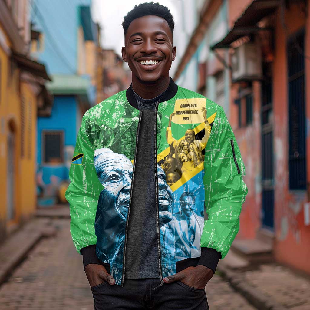 Tanzania Julius Nyerere Sleeve Zip Bomber Jacket One Nation - One People - African Pride