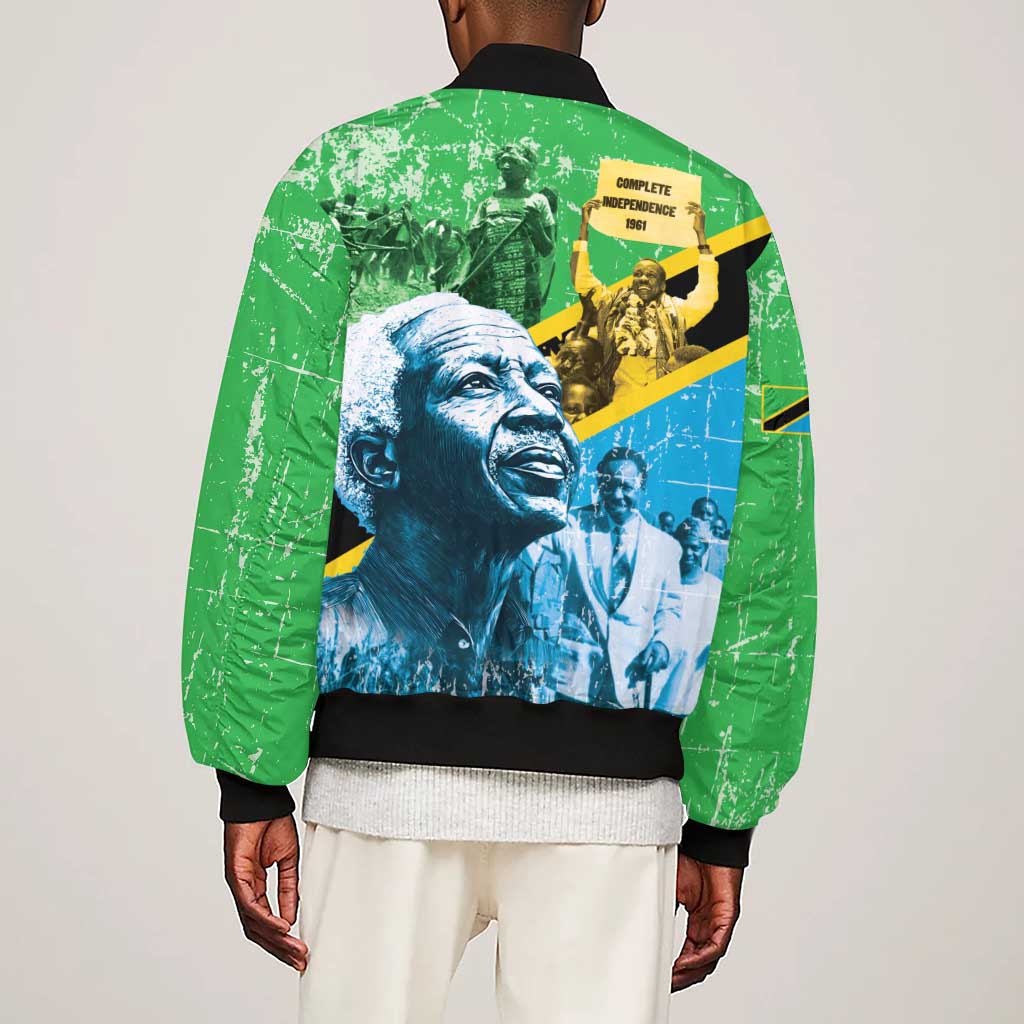 Tanzania Julius Nyerere Sleeve Zip Bomber Jacket One Nation - One People - African Pride