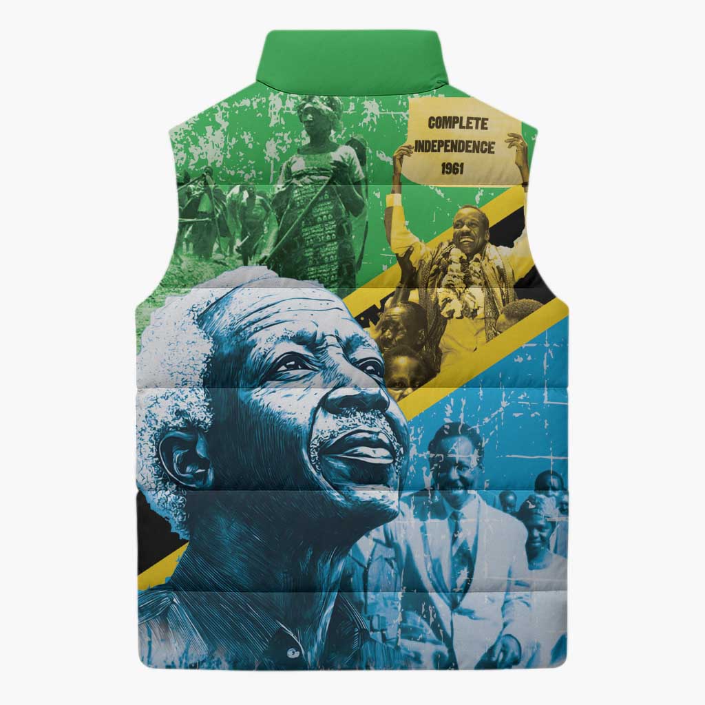 Happy Tanzania Nyerere Day Sleeveless Puffer Jacket One Nation - One People