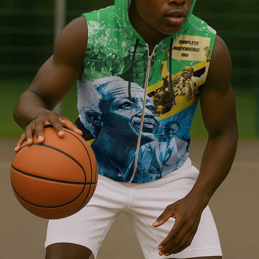Tanzania Julius Nyerere Sleeveless Zip Hoodie One Nation - One People - African Pride