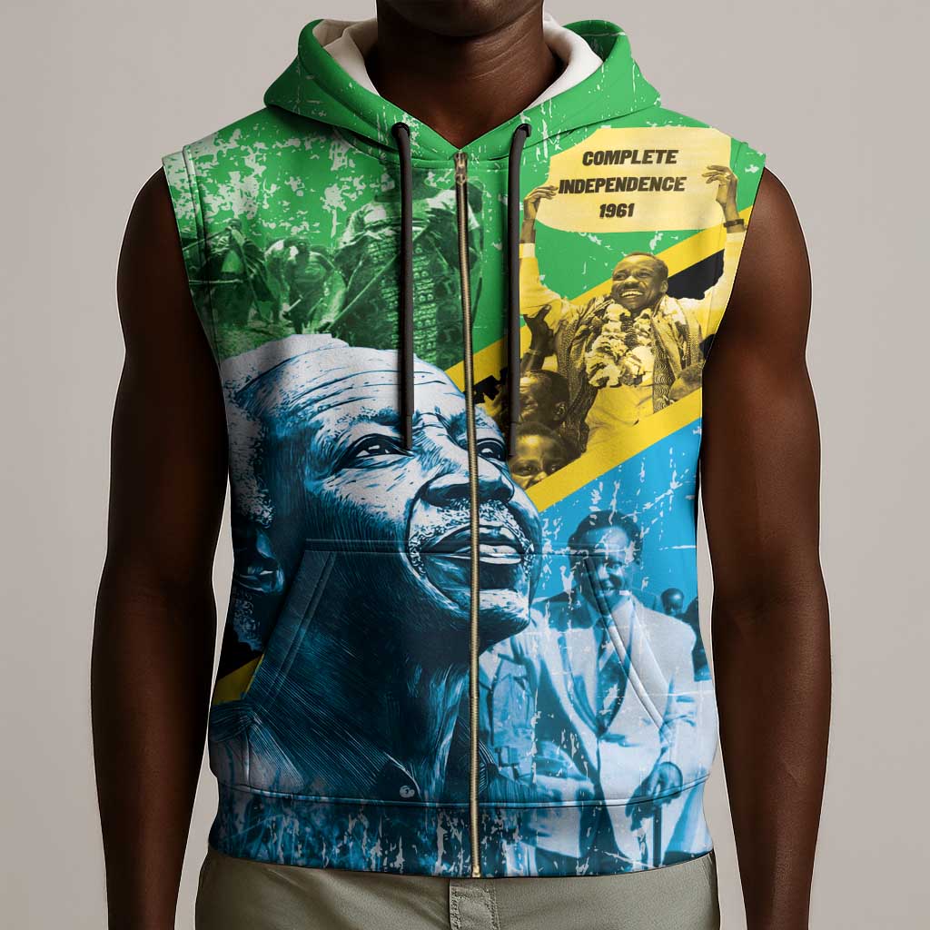 Tanzania Julius Nyerere Sleeveless Zip Hoodie One Nation - One People - African Pride
