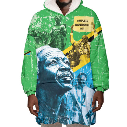 Tanzania Julius Nyerere Wearable Blanket Hoodie One Nation - One People - African Pride