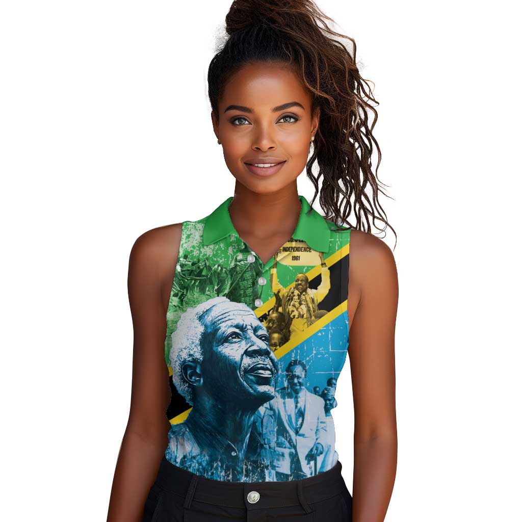 Tanzania Julius Nyerere Women Sleeveless Polo Shirt One Nation - One People - African Pride
