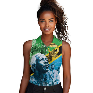 Tanzania Julius Nyerere Women Sleeveless Polo Shirt One Nation - One People - African Pride
