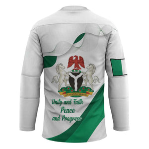 Personalized Nigeria Independence Day Hockey Jersey Unity and Faith Peace and Progress
