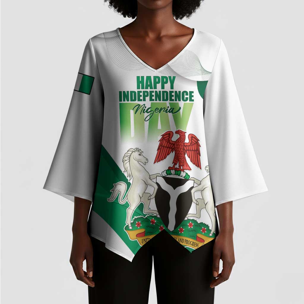 Personalized Nigeria Independence Day Kimono Sleeve Blouse Unity and Faith Peace and Progress