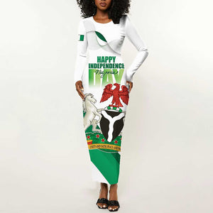 Nigeria Personalized Long Sleeve Bodycon Dress Happy Independence Day - African Pride