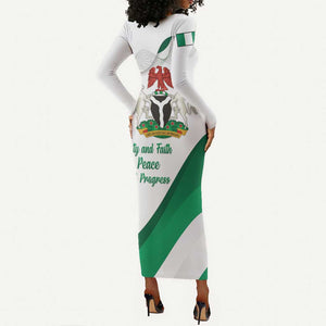 Nigeria Personalized Long Sleeve Bodycon Dress Happy Independence Day - African Pride