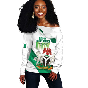 Nigeria Personalized Off Shoulder Sweater Happy Independence Day - African Pride