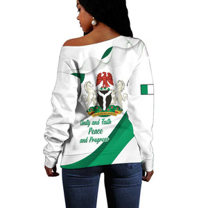 Nigeria Personalized Off Shoulder Sweater Happy Independence Day - African Pride