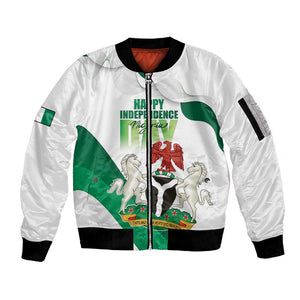 Nigeria Personalized Sleeve Zip Bomber Jacket Happy Independence Day - African Pride