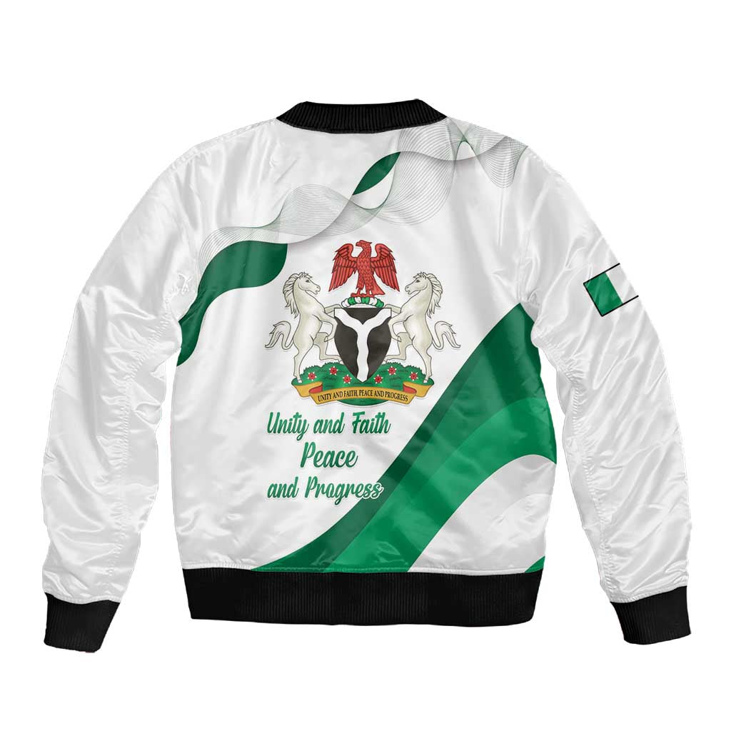 Nigeria Personalized Sleeve Zip Bomber Jacket Happy Independence Day - African Pride