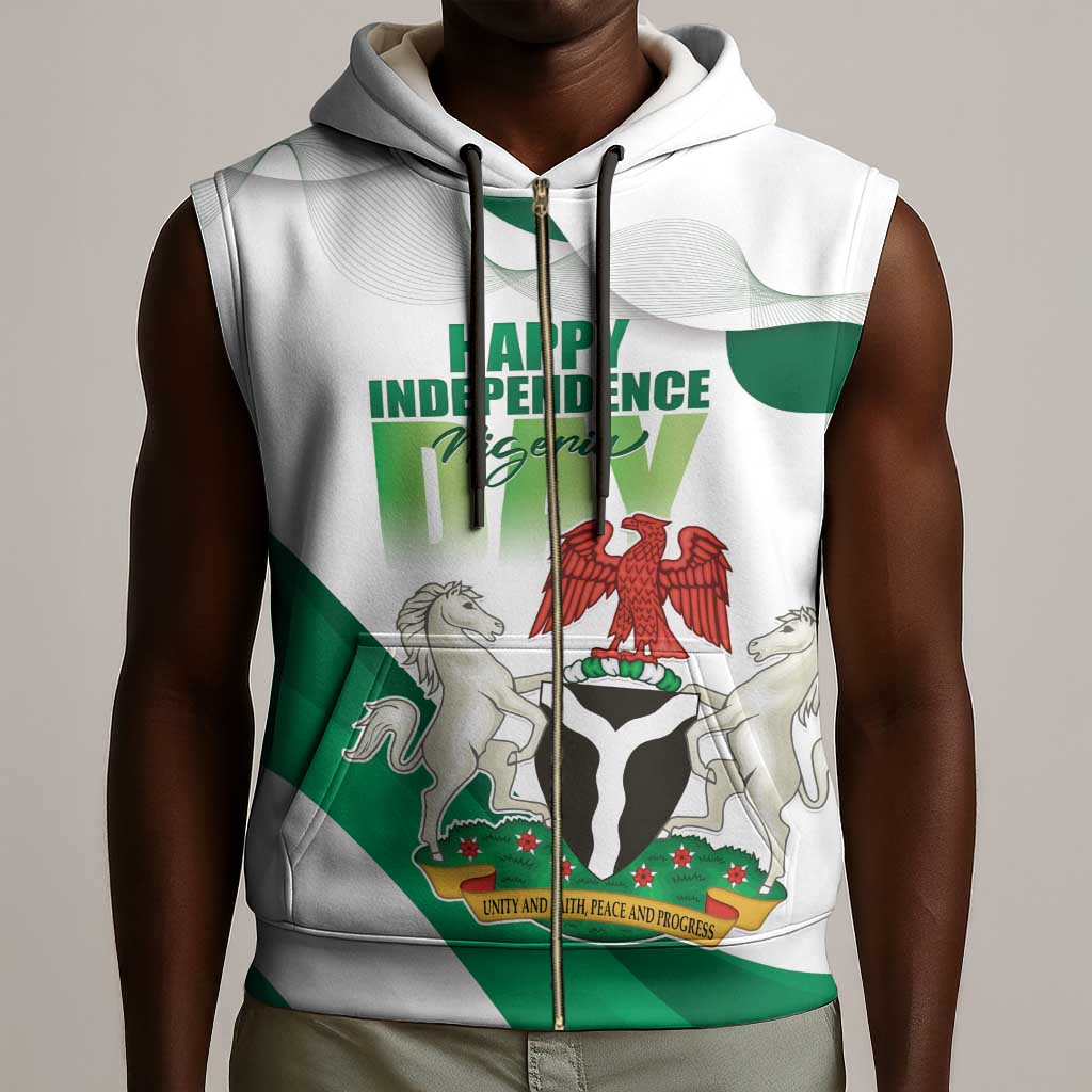 Nigeria Personalized Sleeveless Zip Hoodie Happy Independence Day - African Pride