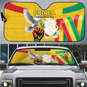 Guinea Independence Day Auto Sun Shade Coat Of Arms With African Pattern