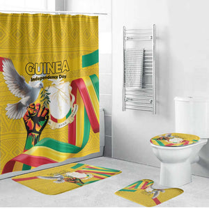 Guinea Independence Day Bathroom Set Coat Of Arms With African Pattern