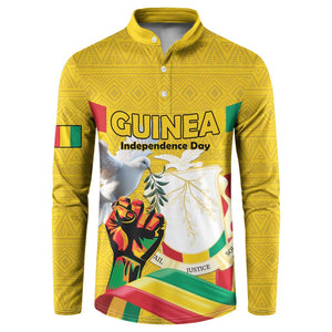 Personalized Guinea Independence Day Button Sweatshirt Coat Of Arms With African Pattern
