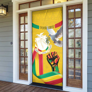 Personalized Guinea Independence Day Door Cover Coat Of Arms With African Pattern