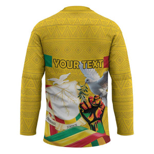 Personalized Guinea Independence Day Hockey Jersey Coat Of Arms With African Pattern